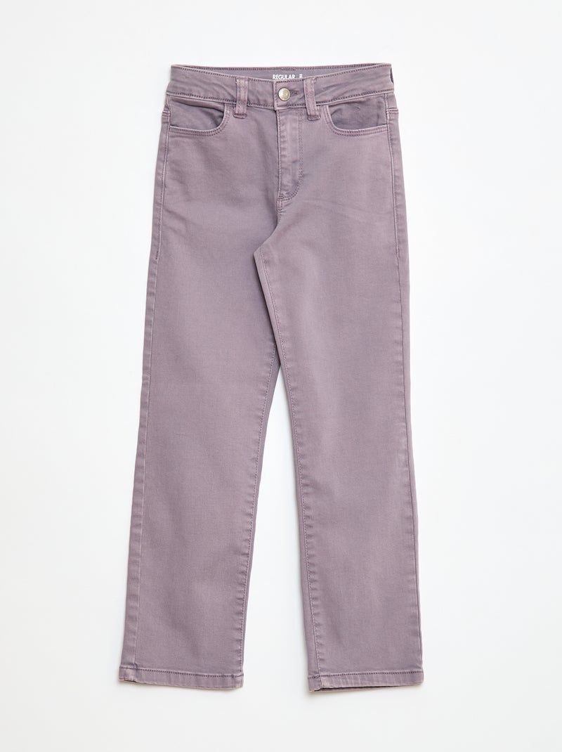 Broek van twill met drukknoopsluiting paars - Kiabi