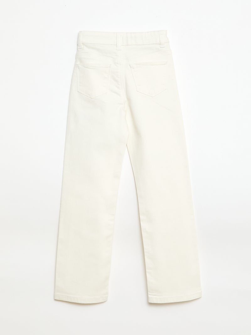 Broek van twill met drukknoopsluiting Wit - Kiabi