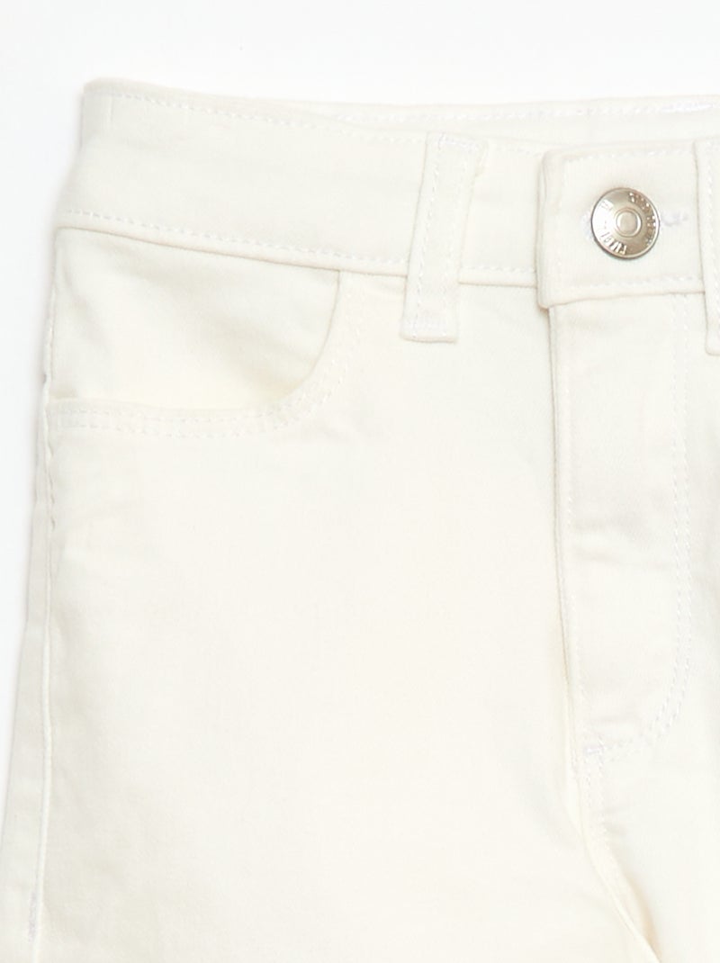 Broek van twill met drukknoopsluiting Wit - Kiabi