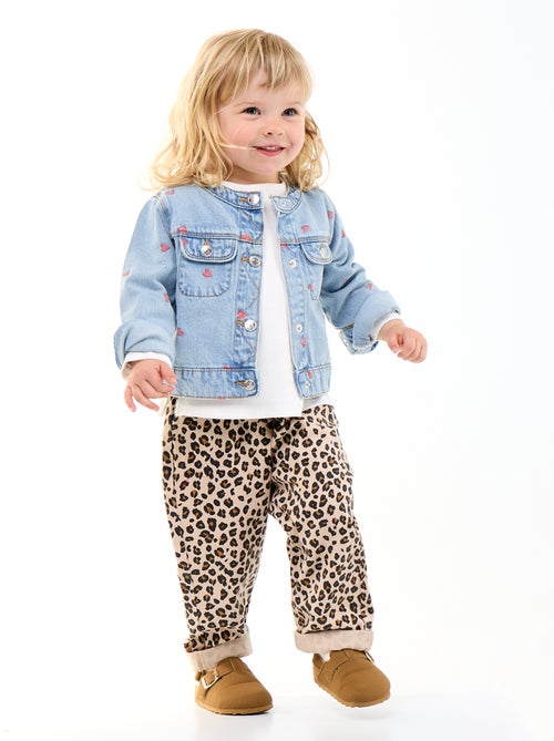Broek van twill met luipaardprint - Kiabi
