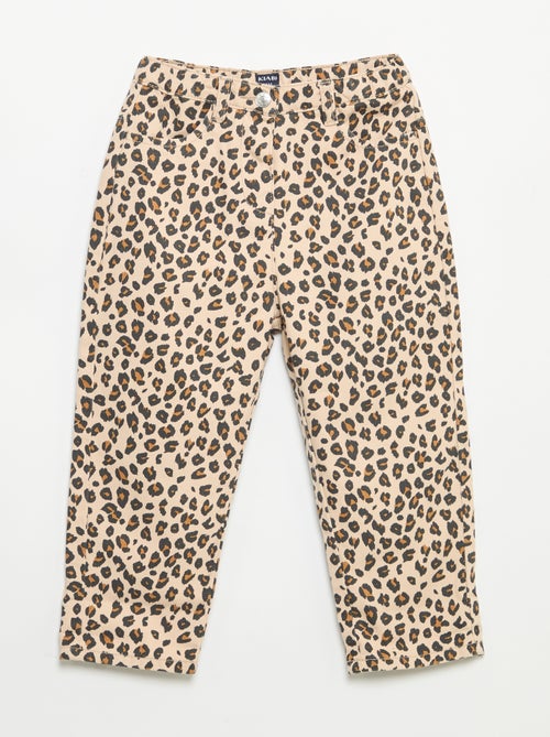 Broek van twill met luipaardprint - Kiabi