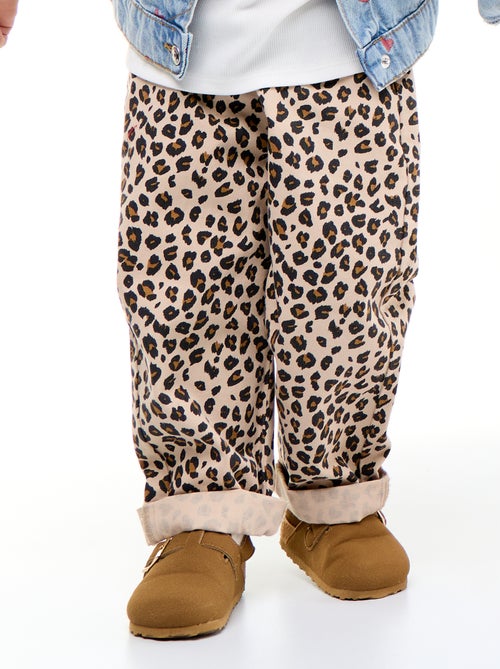 Broek van twill met luipaardprint - Kiabi