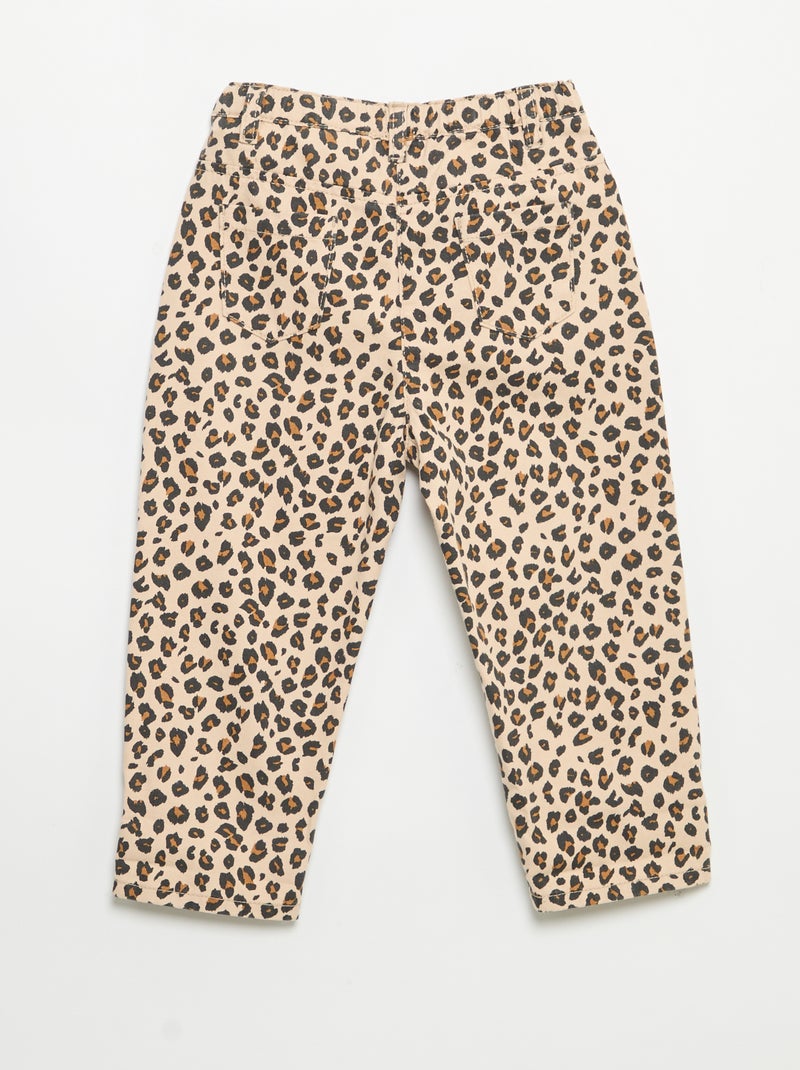 Broek van twill met luipaardprint Biege - Kiabi