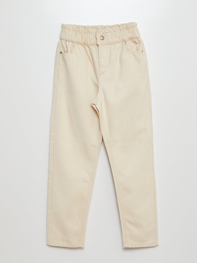Broek van twill met ruches langs de tailleband WIT - Kiabi