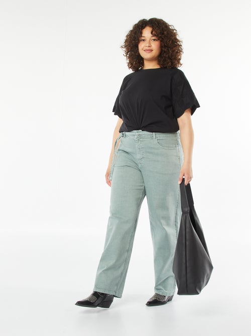 Broek van twill met smalle strikceintuur - Kiabi