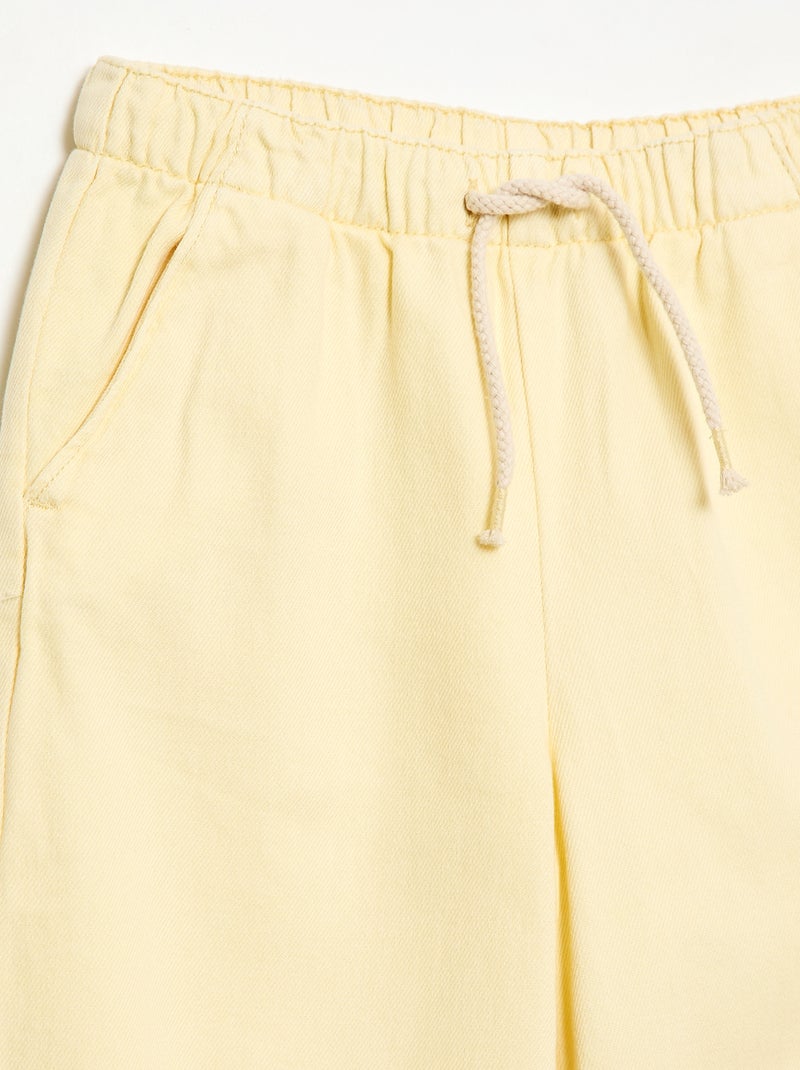 Broek van twill met trekkoordjes Geel - Kiabi