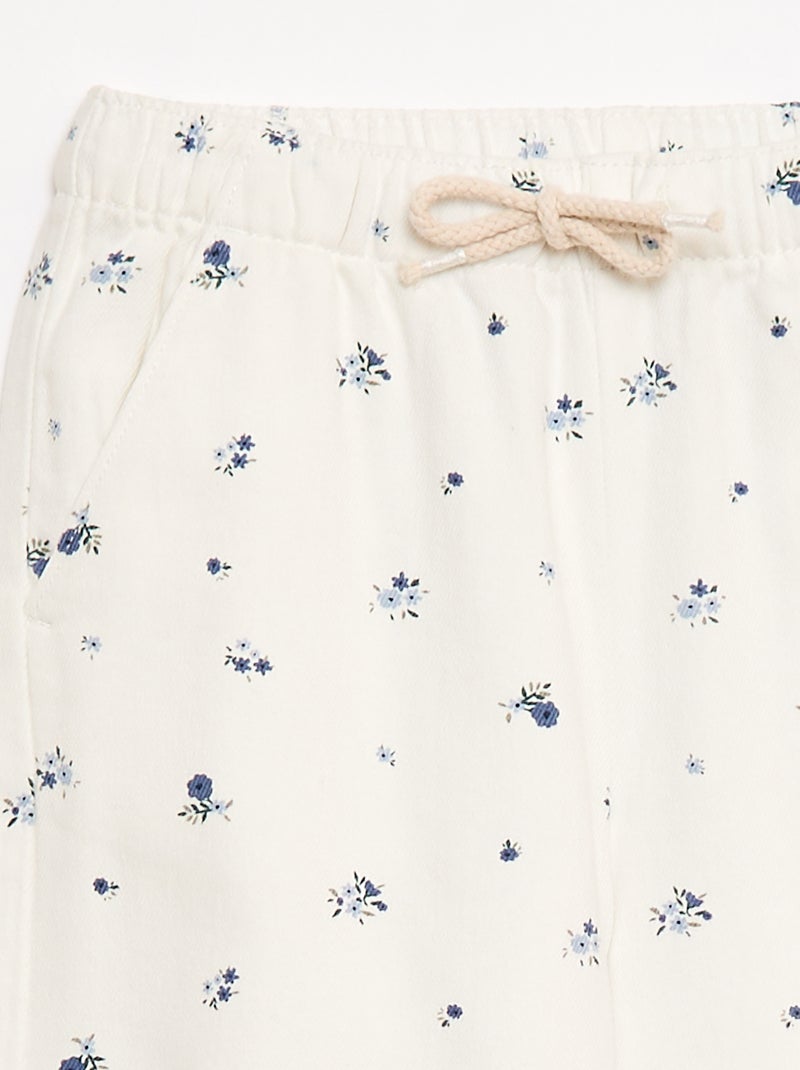 Broek van twill met trekkoordjes Wit - Kiabi