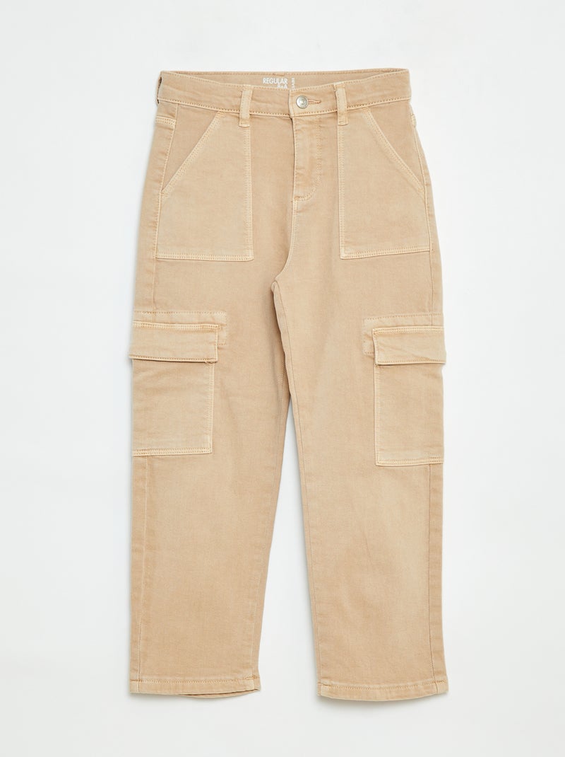 Broek van twill met zakken - Comfortabel model Biege - Kiabi