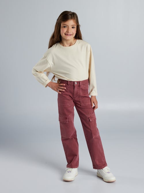 Broek van twill met zakken met klepje - Nauwsluitend model - Kiabi