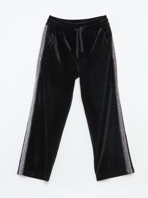 Broek van velours met glitterstrepen - Kiabi