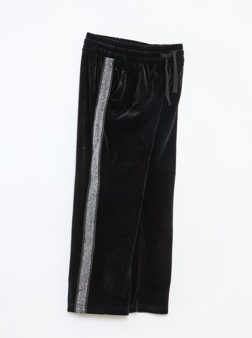 Broek van velours met glitterstrepen - Kiabi