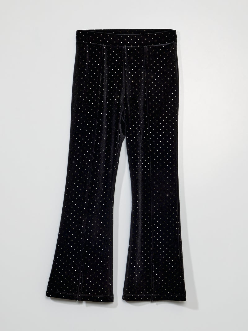 Broek van velours met goudkleurige stippen ZWART - Kiabi