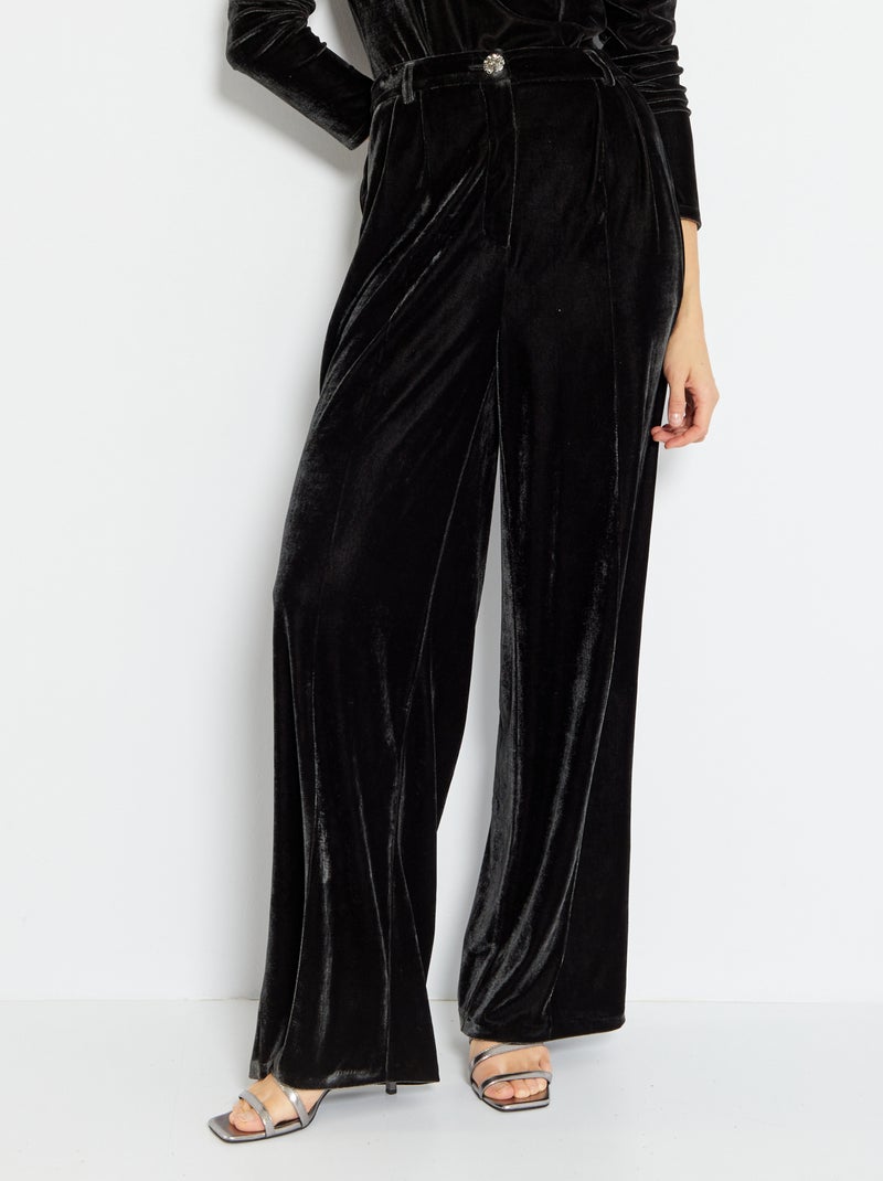 Broek van velours zwart - Kiabi