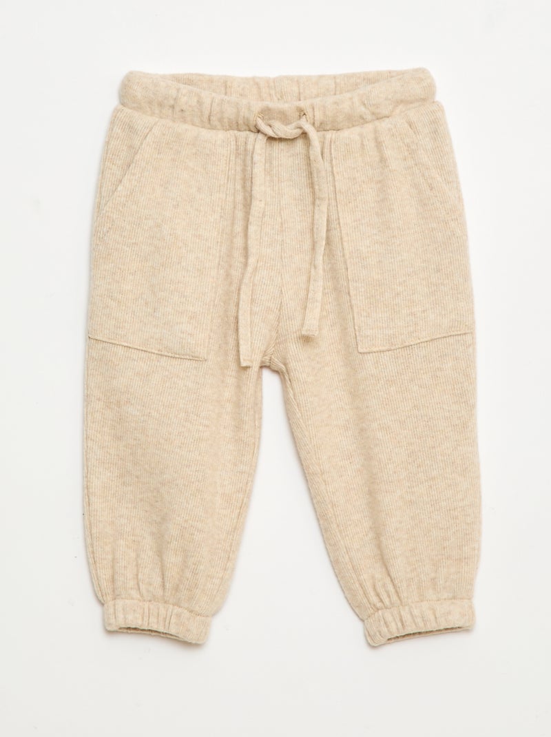 Broek van zacht tricot Biege - Kiabi