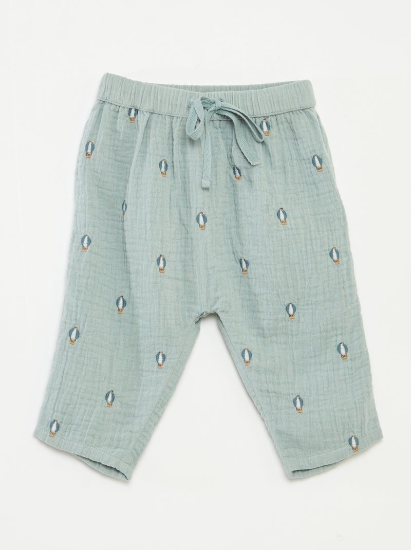 Broek van zachte, luchtige katoen Blauw - Kiabi