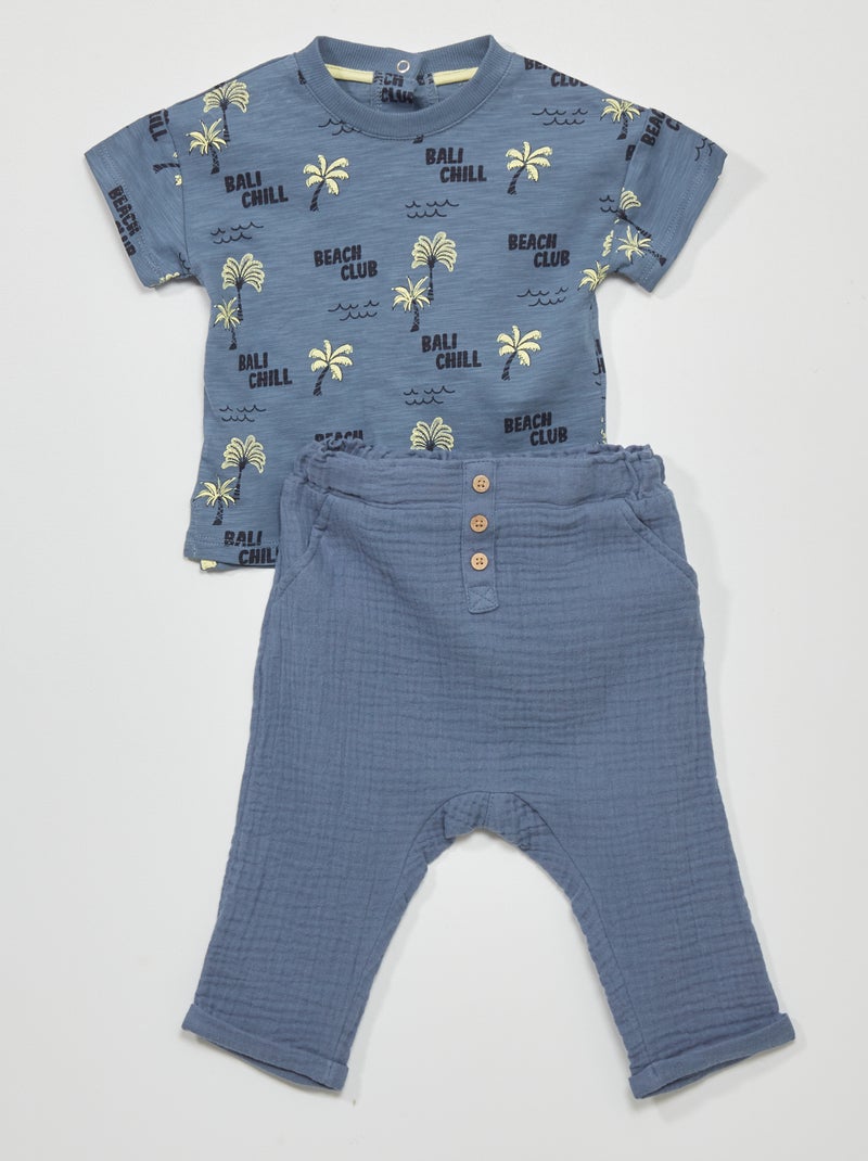 Broekje + T-shirt BLAUW - Kiabi