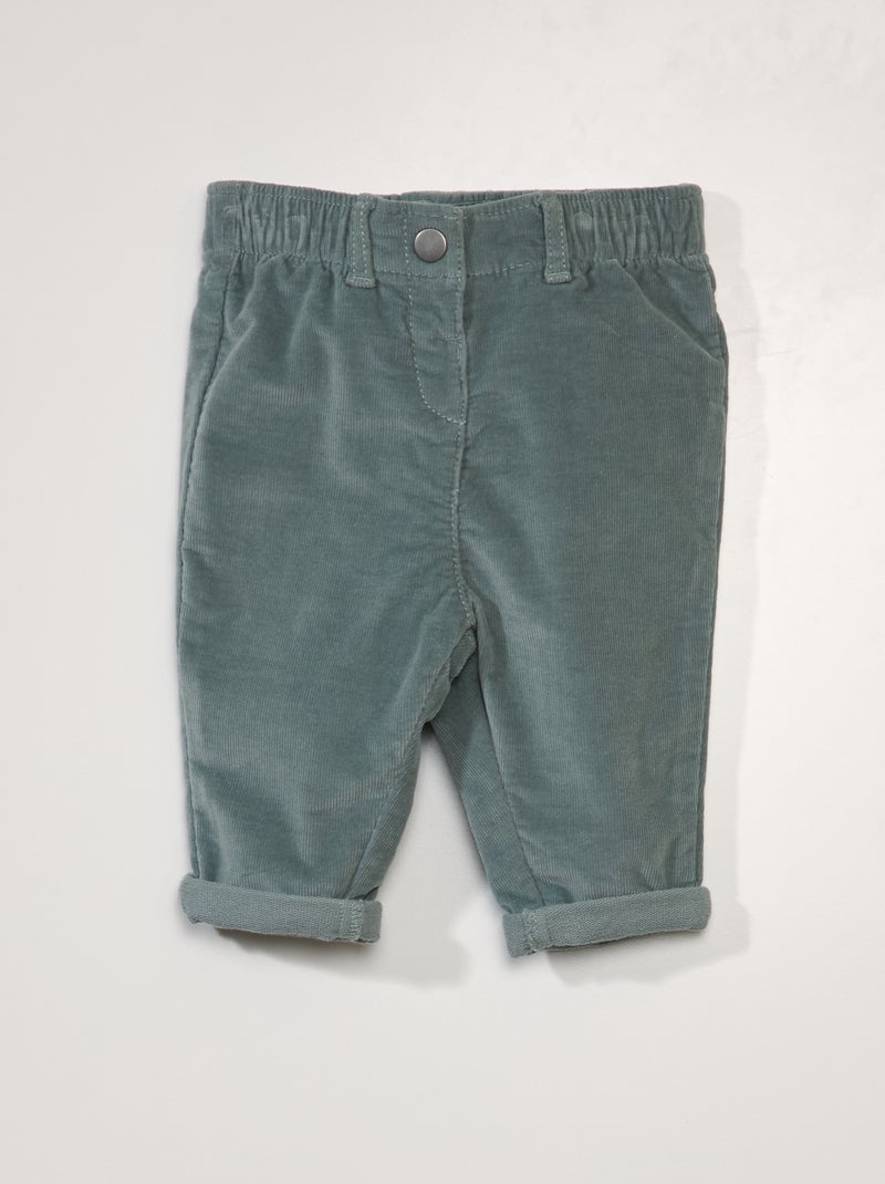 Broekje van corduroy met paperbagtaille BLAUW - Kiabi