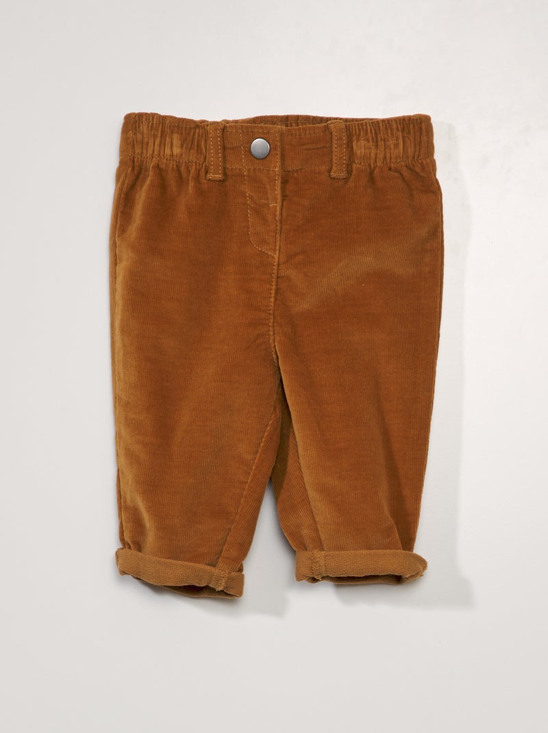Broekje van corduroy met paperbagtaille BRUIN - Kiabi
