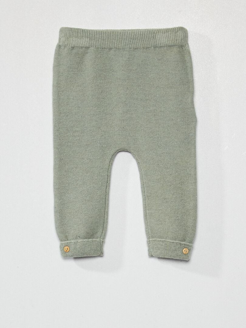 Broekje van tricot grijs groen - Kiabi
