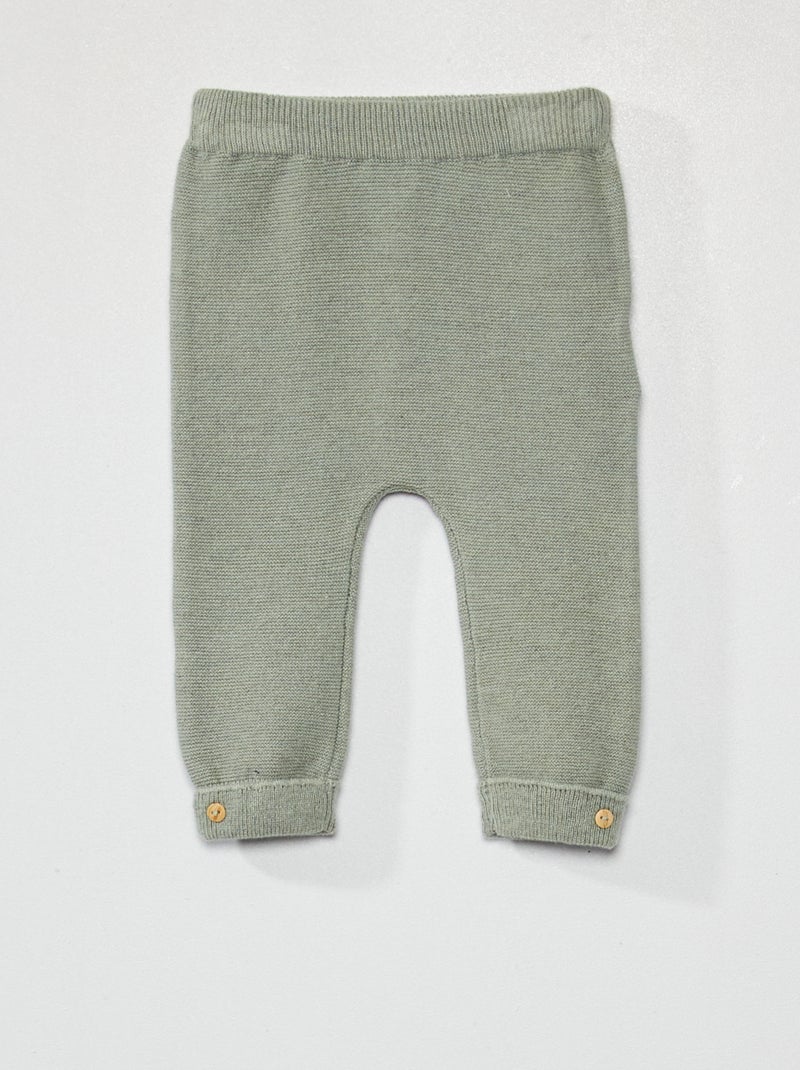 Broekje van tricot grijs groen - Kiabi