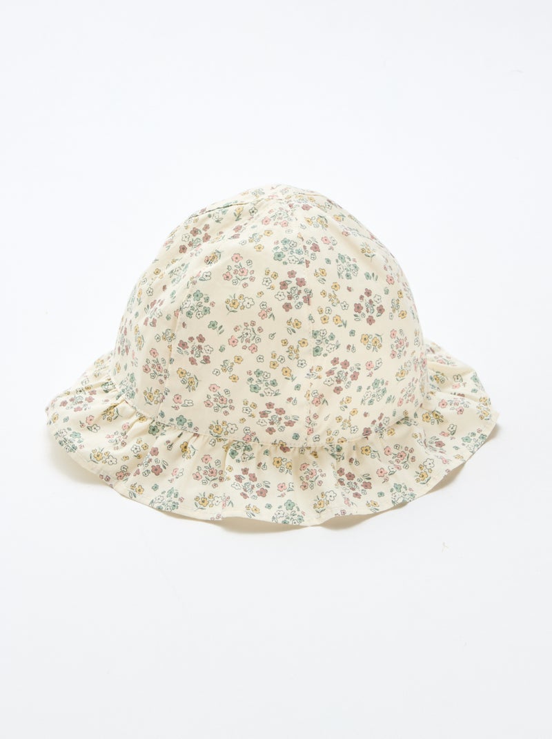 Bucket hat met bloemenprint Wit - Kiabi