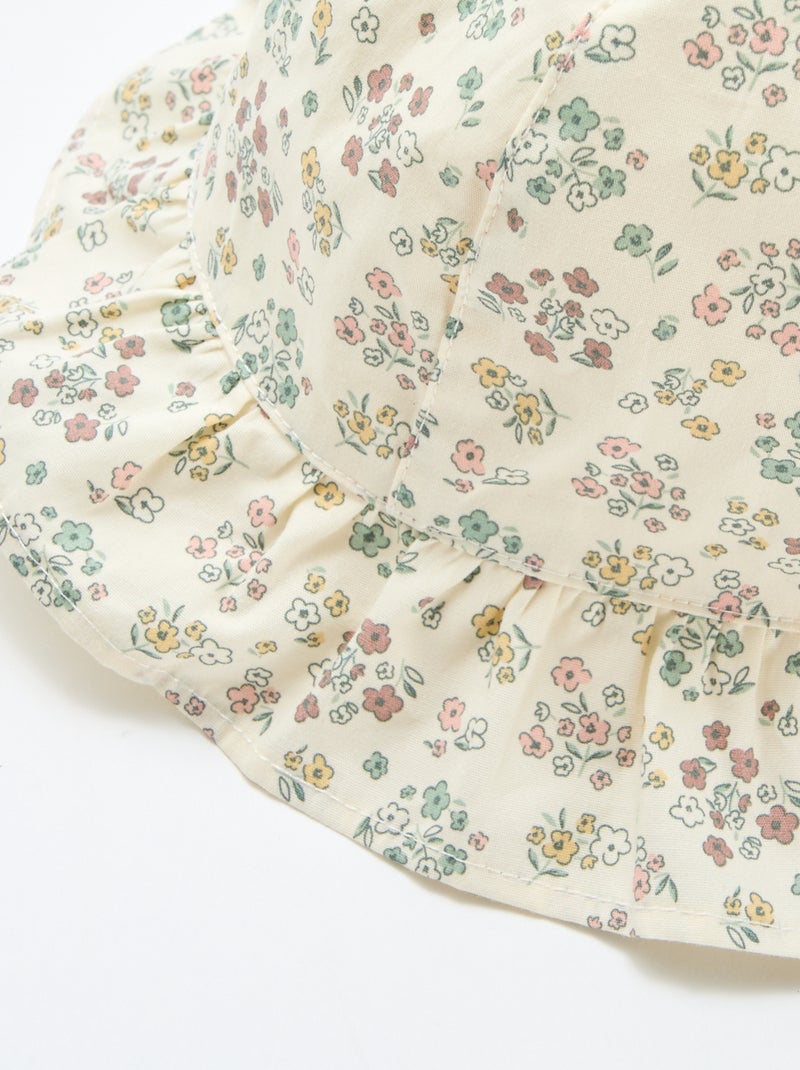 Bucket hat met bloemenprint Wit - Kiabi