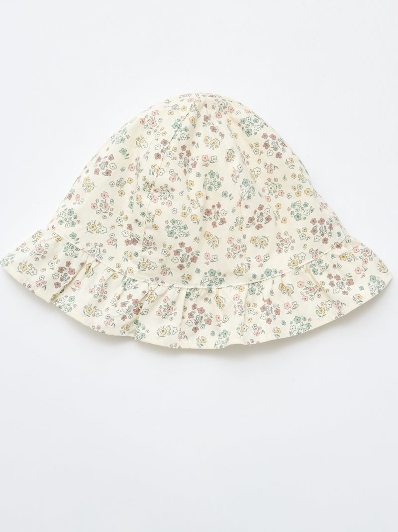Bucket hat met bloemenprint Wit - Kiabi
