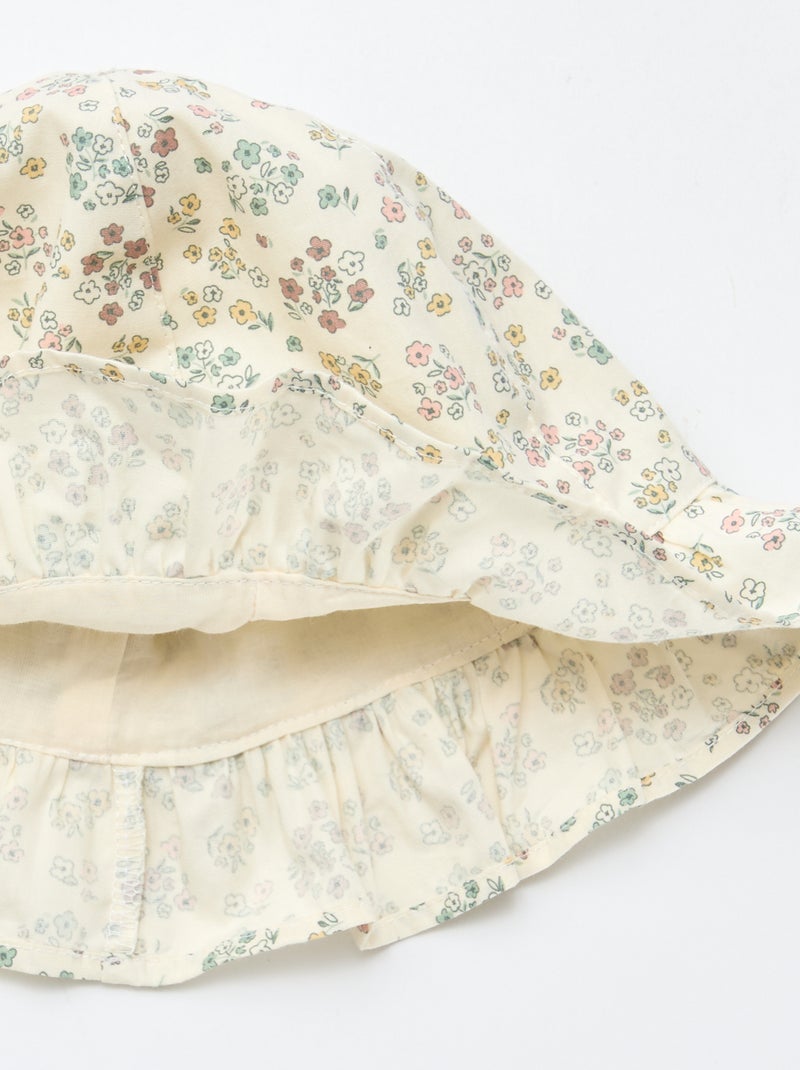 Bucket hat met bloemenprint Wit - Kiabi