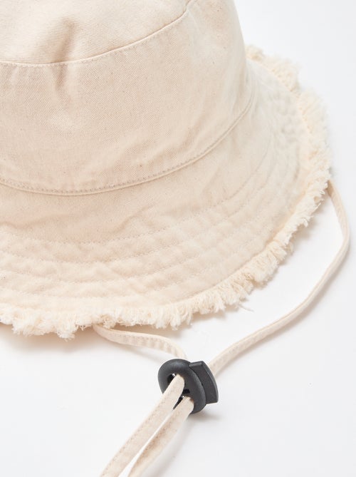 Bucket hat met franjes en trekkoord - Kiabi