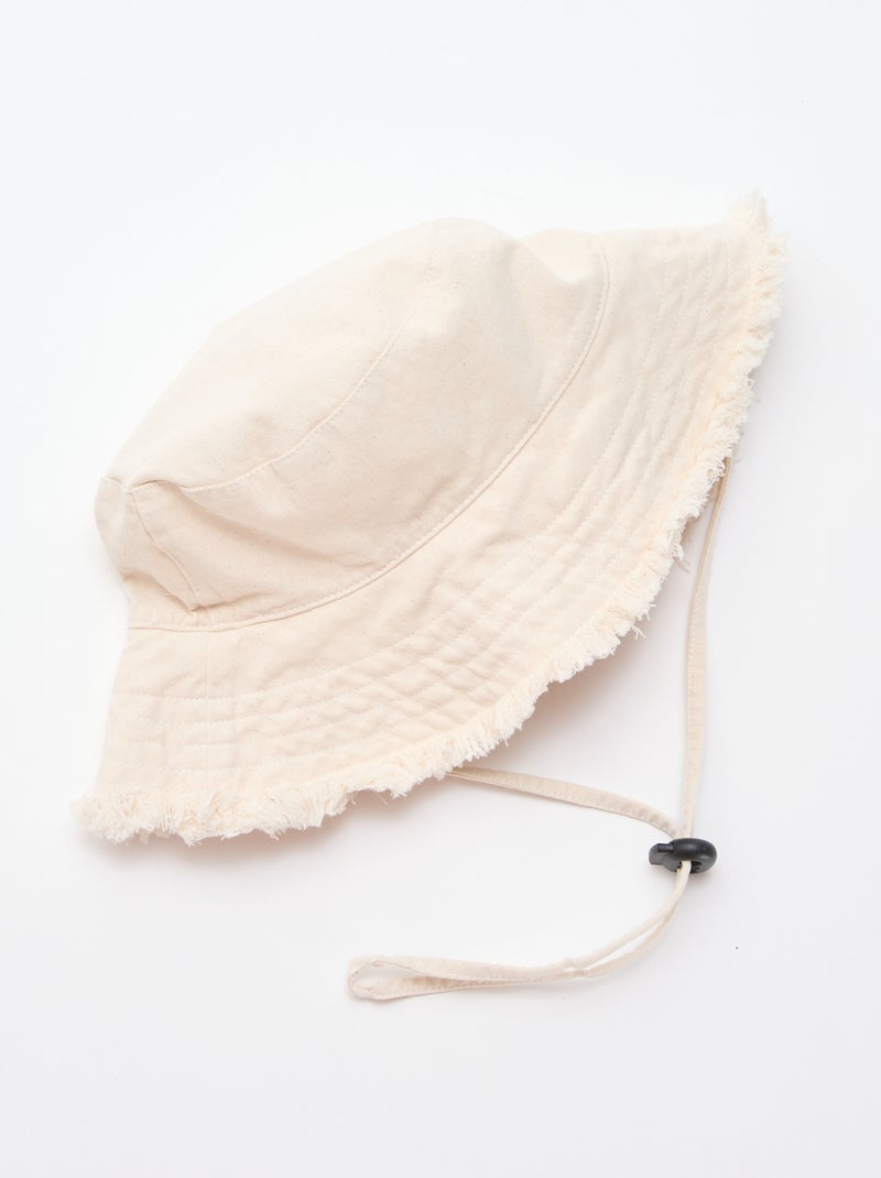Bucket hat met franjes en trekkoord Biege - Kiabi