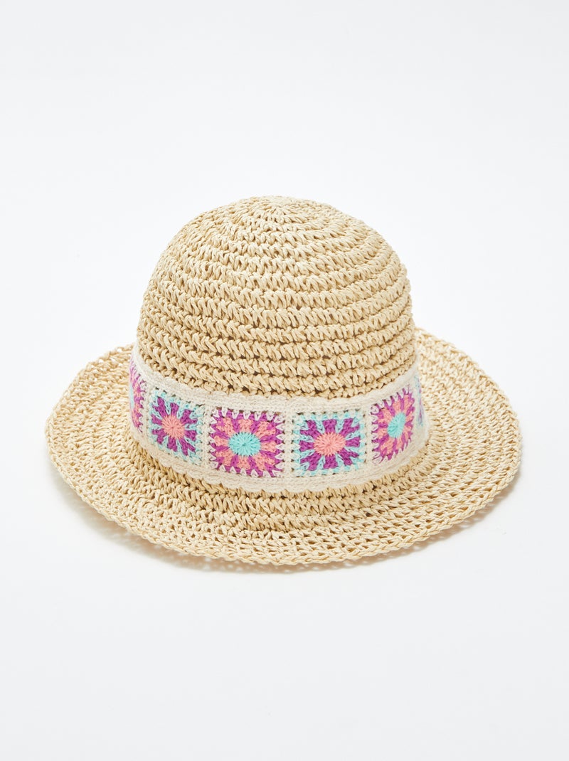 Bucket hat met macramédetails PAARS - Kiabi