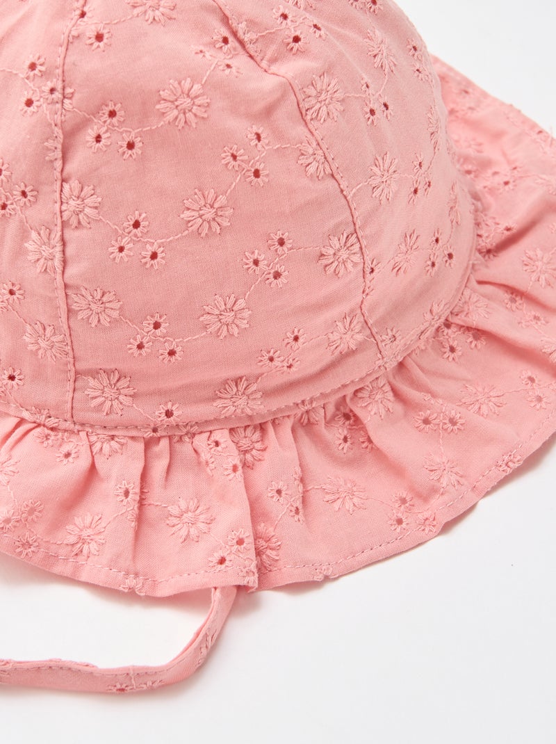 Bucket hat van Engels borduurwerk om te strikken Rose - Kiabi