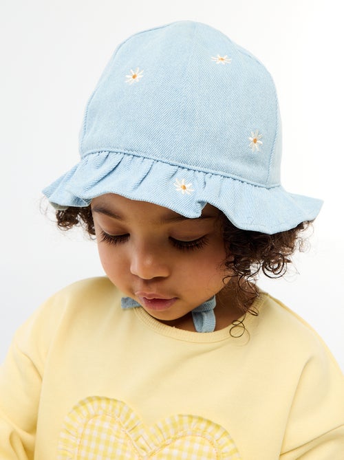 Bucket hat van geborduurd jeans met bloemen - Kiabi