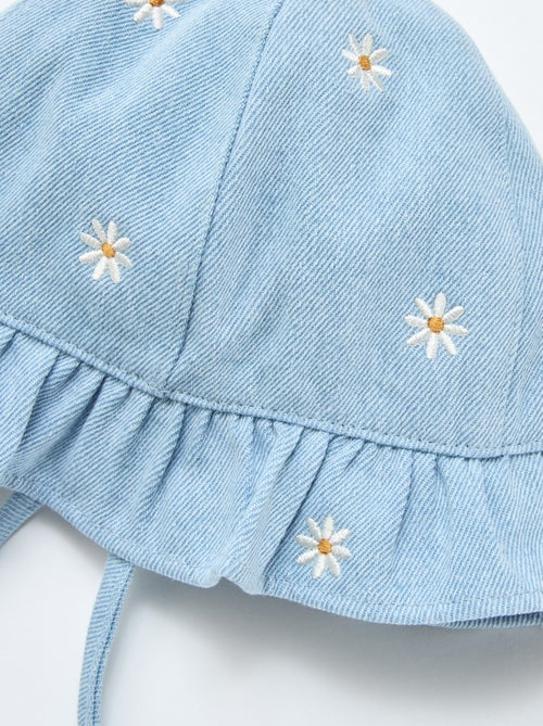 Bucket hat van geborduurd jeans met bloemen - Kiabi
