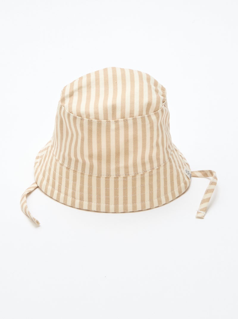 Bucket hat van gestreept katoen Beige - Kiabi