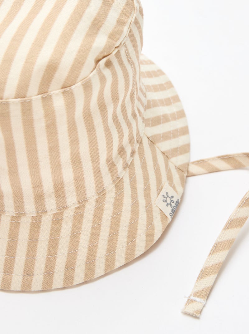 Bucket hat van gestreept katoen Beige - Kiabi