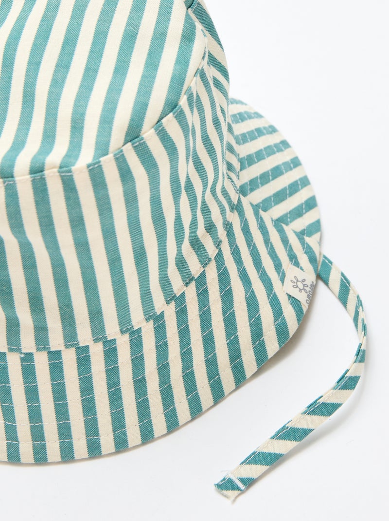 Bucket hat van gestreept katoen Groen - Kiabi