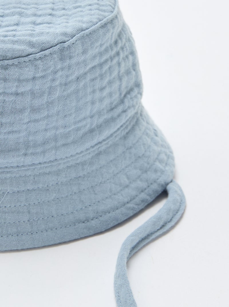 Bucket hat van katoengaas Blauw - Kiabi