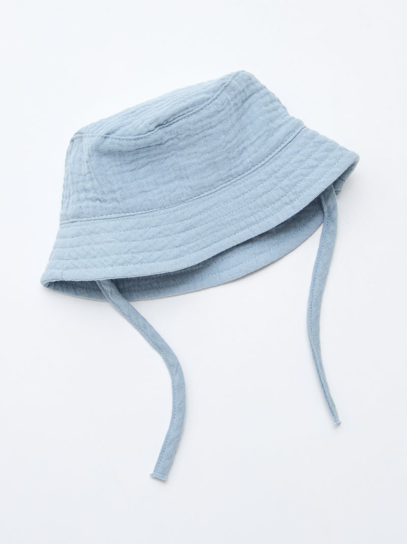 Bucket hat van katoengaas Blauw - Kiabi