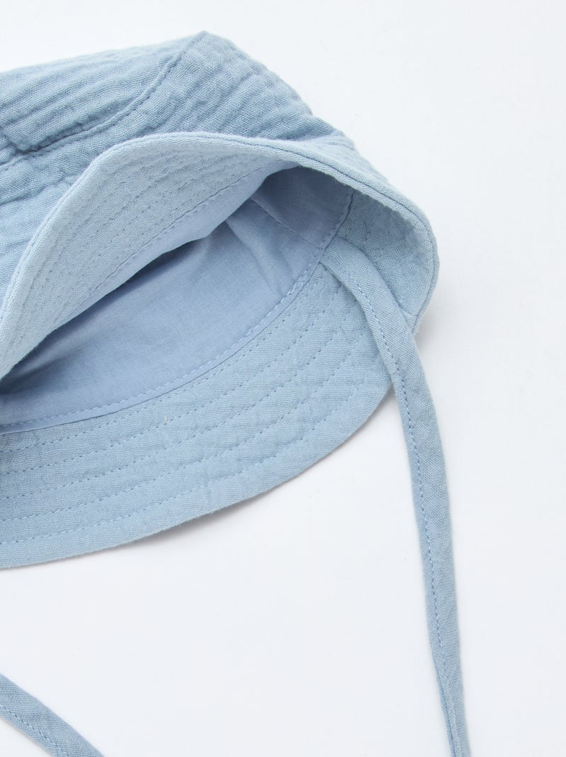 Bucket hat van katoengaas Blauw - Kiabi