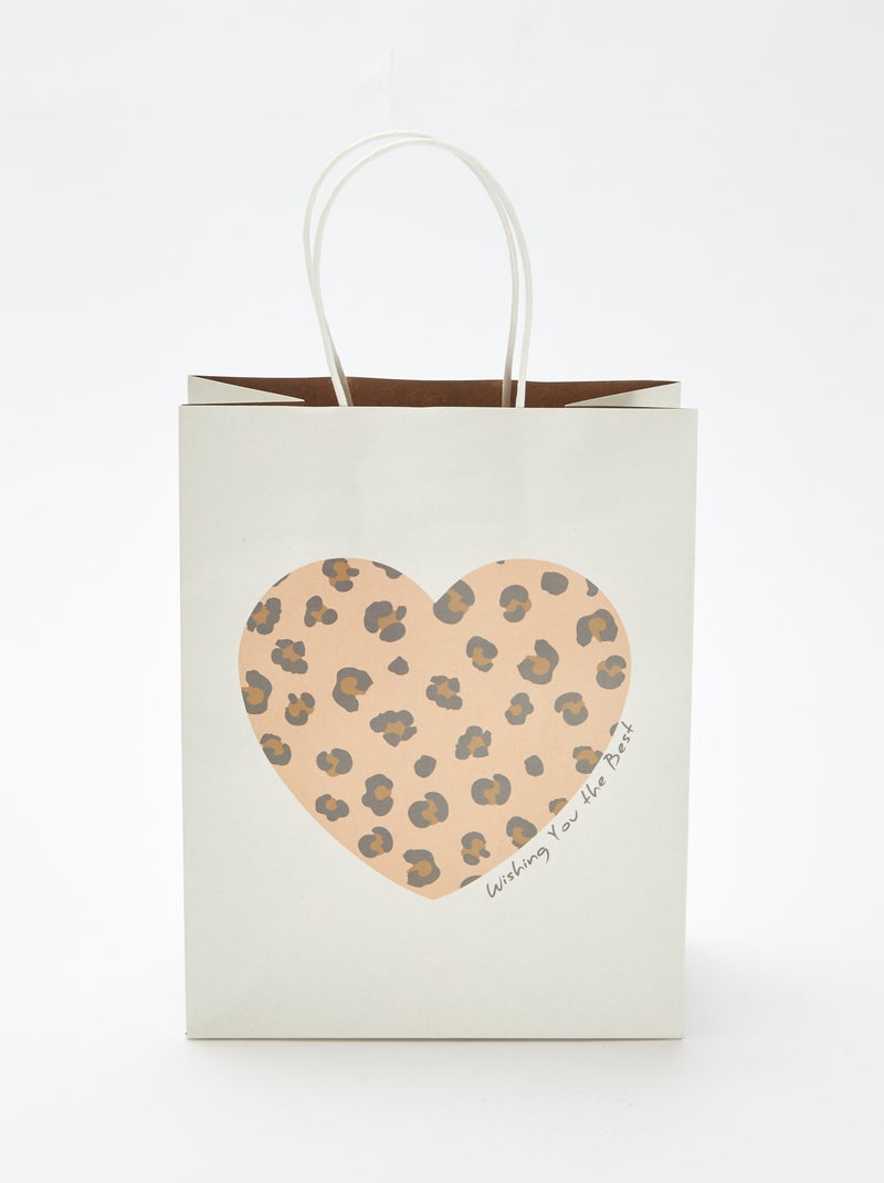 Cadeautasje met hartprint Biege - Kiabi