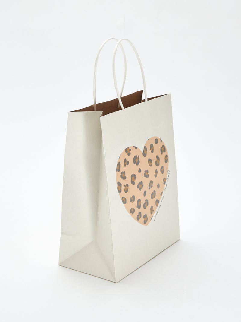 Cadeautasje met hartprint Biege - Kiabi