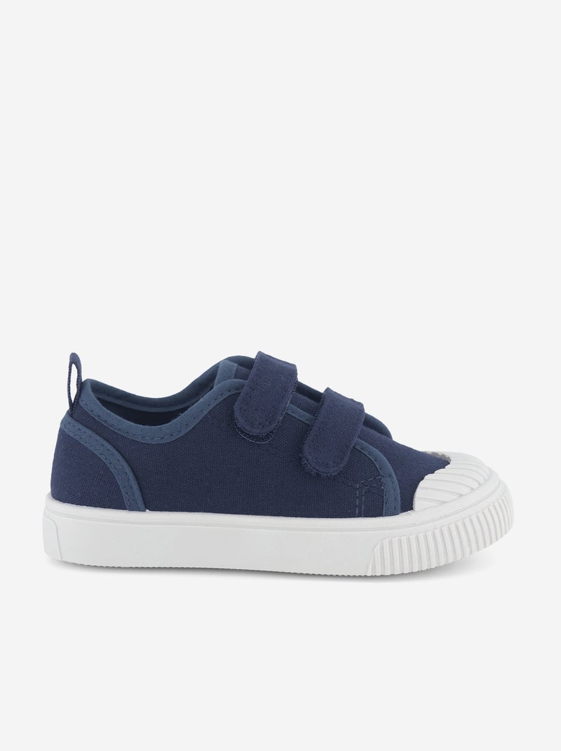 Canvas sneakers met klittenband Blauw - Kiabi