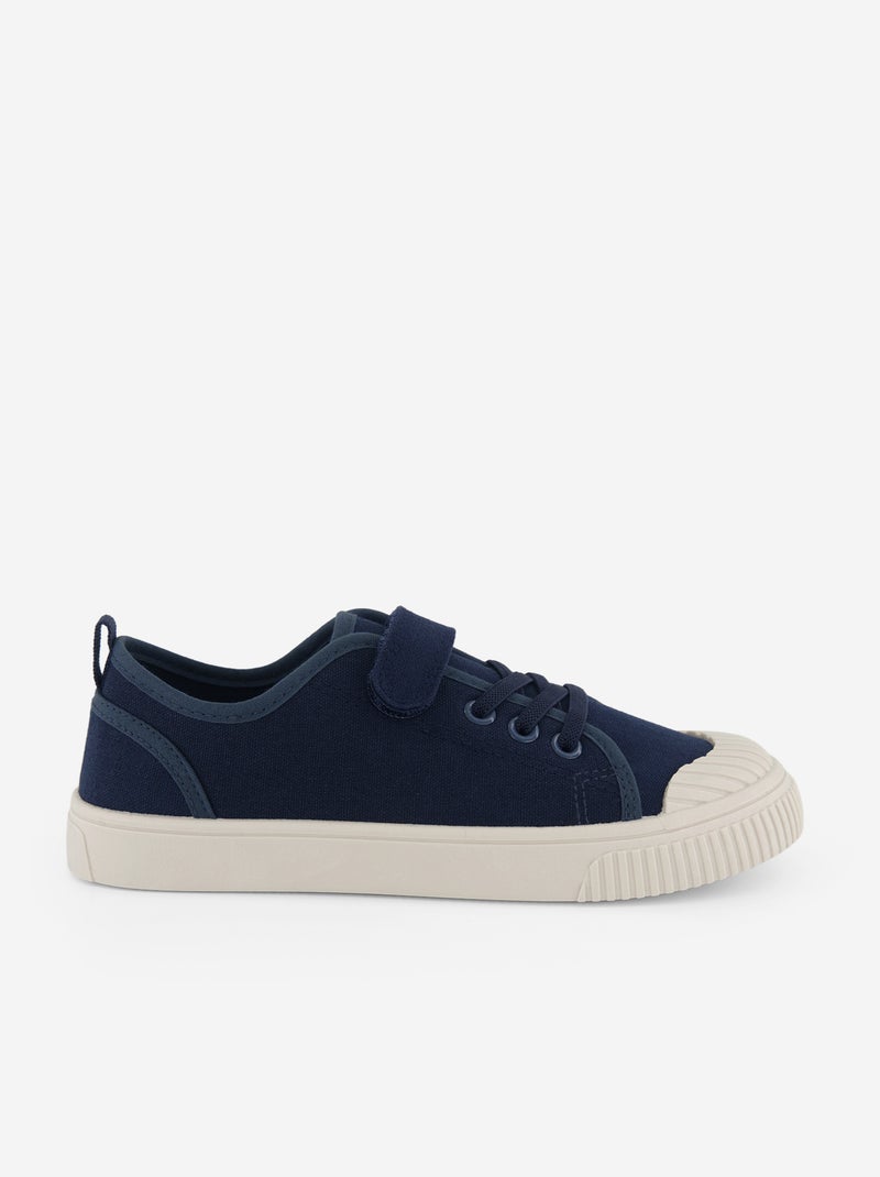 Canvas sneakers met klittenband Blauw - Kiabi