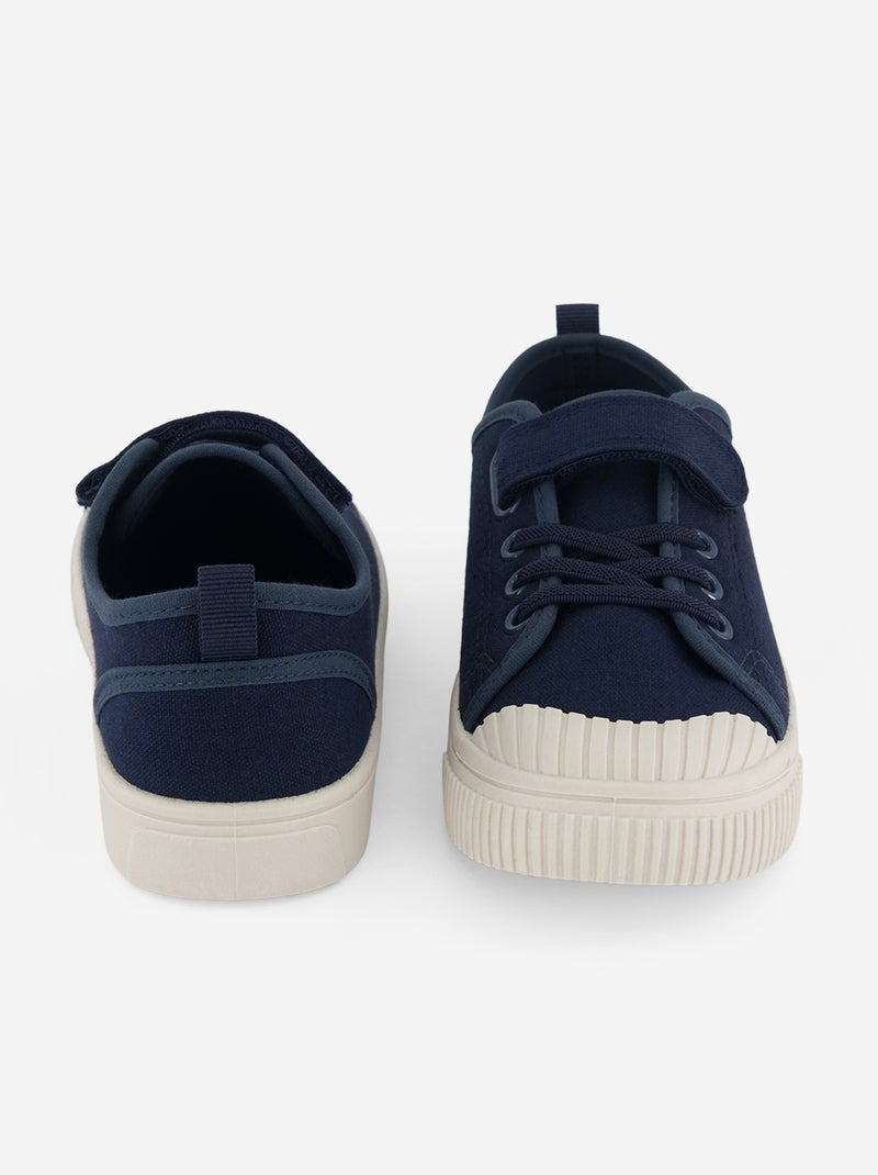 Canvas sneakers met klittenband Blauw - Kiabi