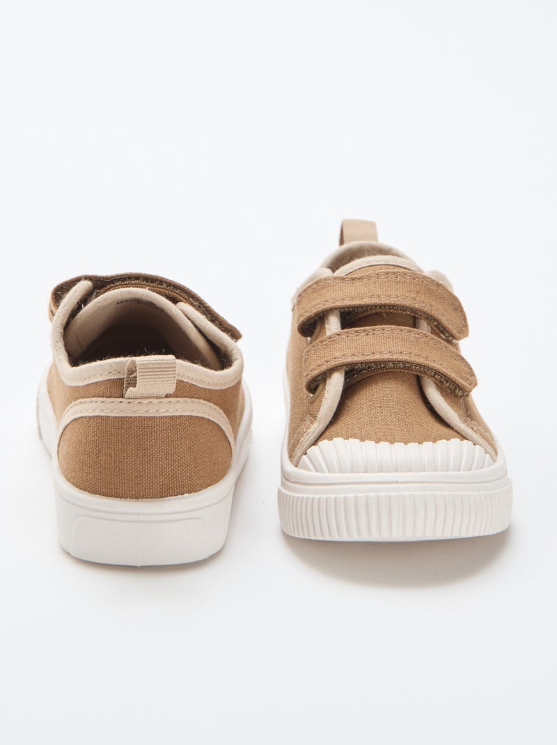 Canvas sneakers met klittenband Bruin - Kiabi