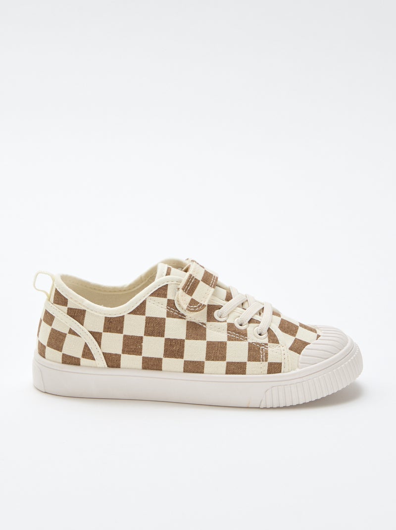 Canvas sneakers met klittenband Bruin - Kiabi