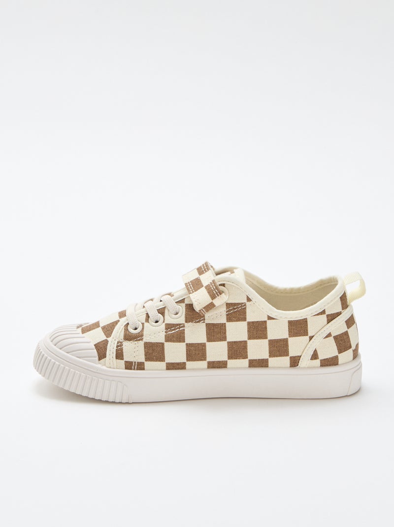 Canvas sneakers met klittenband Bruin - Kiabi