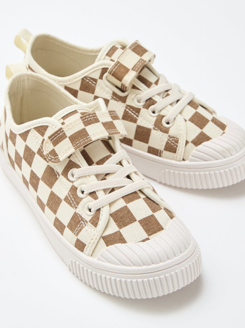 Canvas sneakers met klittenband Bruin - Kiabi