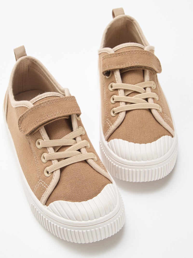Canvas sneakers met klittenband Bruin - Kiabi